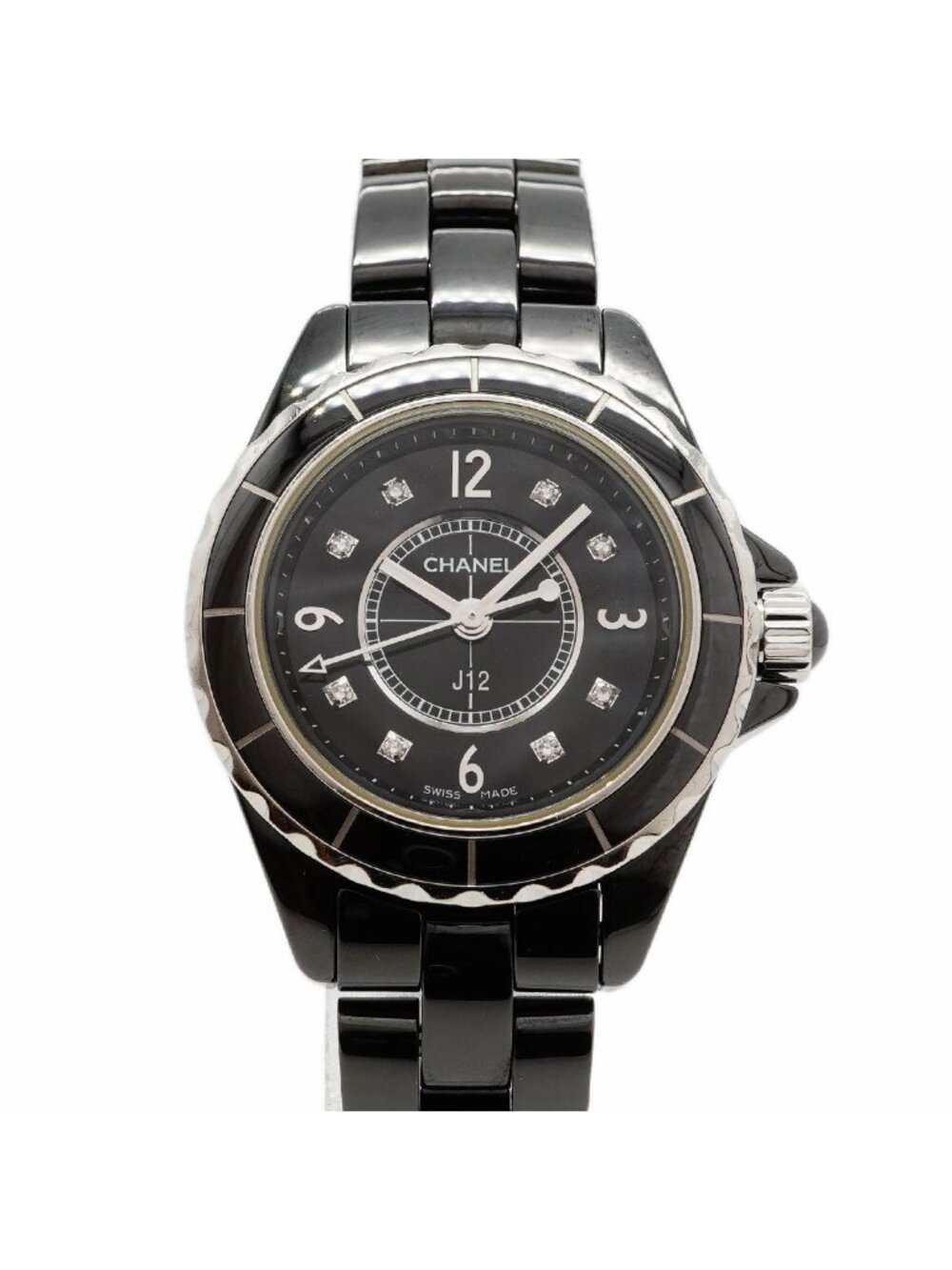 Chanel Diamond Black Dial Watch